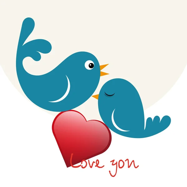 Beau oiseau amoureux de cœur — Image vectorielle