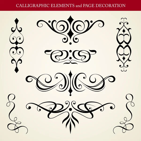 Kalligrafische elementen en pagina decoratie — Stockvector