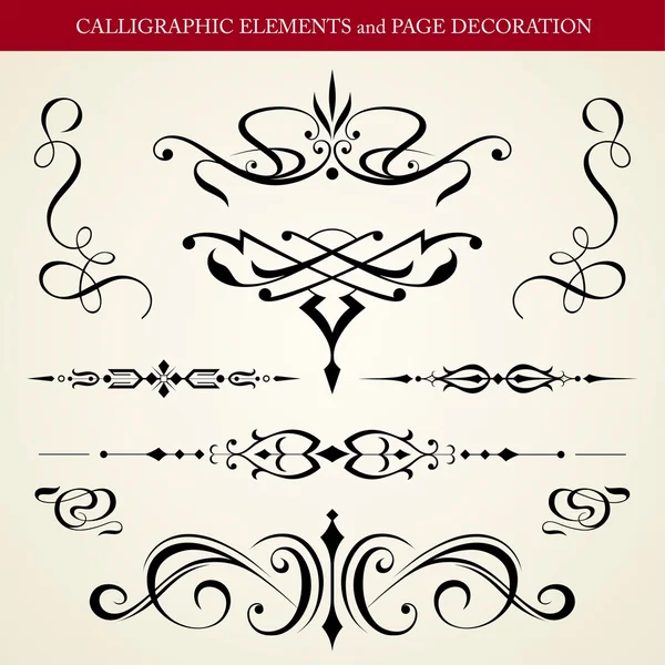 Каліграфічні елементи та оздоблення сторінки — стоковий вектор