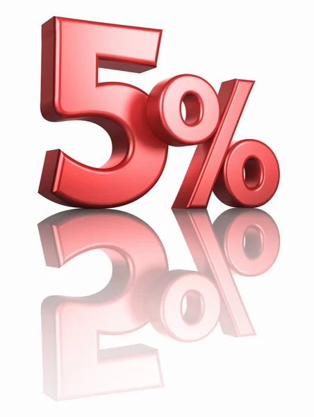 Glossy Red Five Percent — Stock Photo, Image