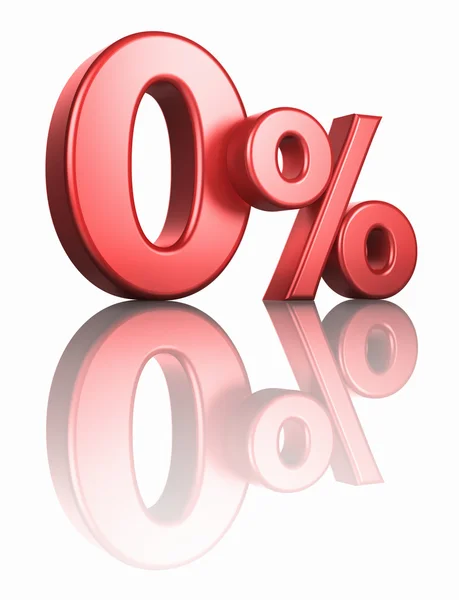 Glossy Red Zero Percent — Stock Photo, Image