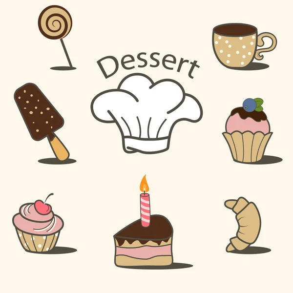 Dessert pictogrammen — Stockvector