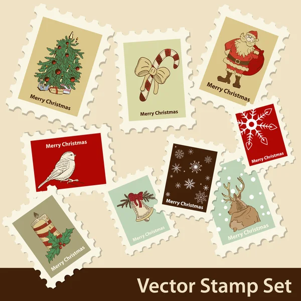 Рождественские марки — стоковый вектор
