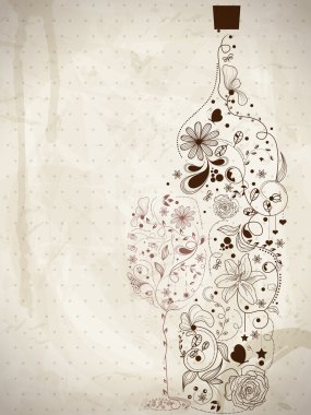 Abstract wine bottle clipart