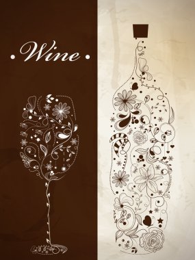 Abstract wine bottle clipart