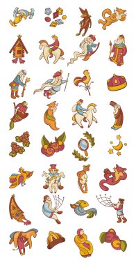 Set of fairytale characters and items clipart