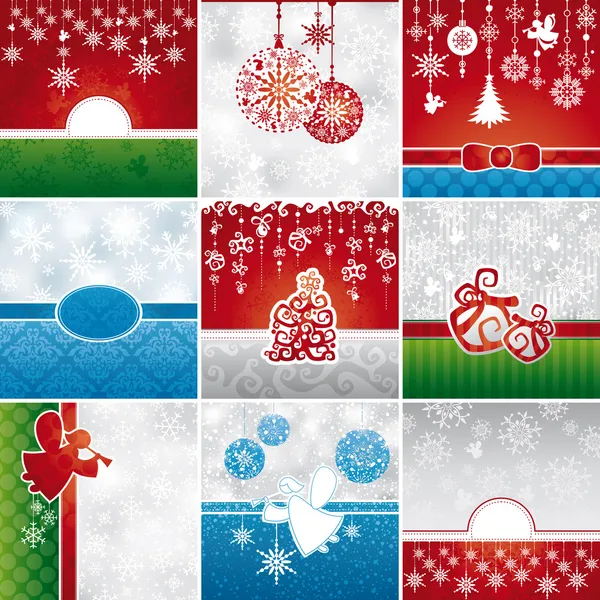 Ensemble de cartes de Noël — Image vectorielle