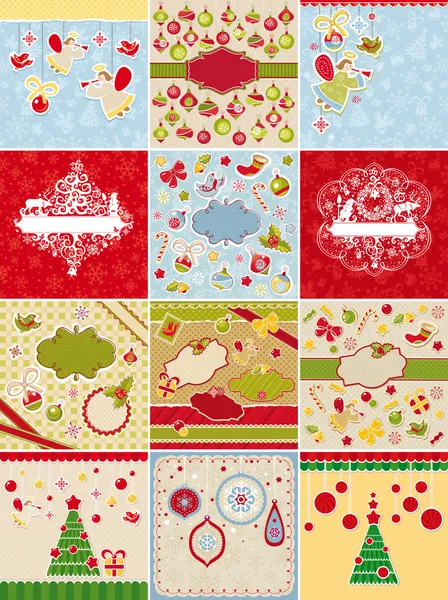 Set of Christmas cards and design elements — Stock Vector