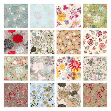 Set of seamless floral background clipart