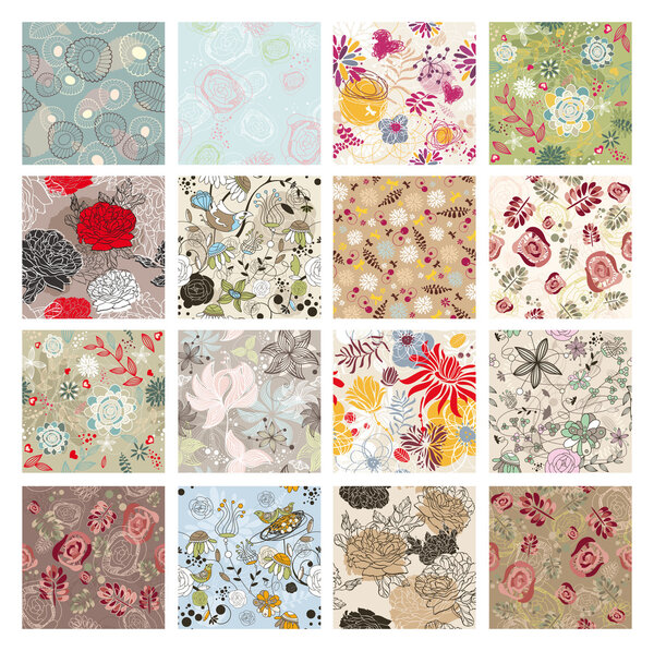 Set of seamless floral background