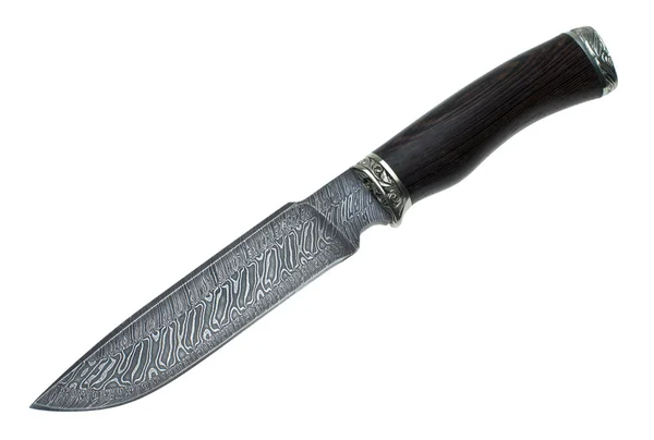 Knife for hunting from a Damask steel — Stock Photo, Image