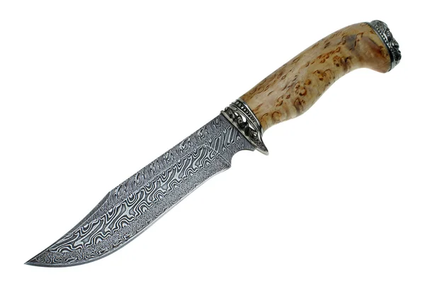 Couteau pour la chasse à partir d'un acier Damas — Photo