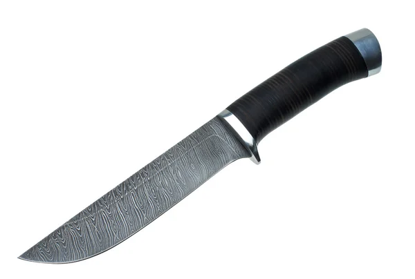 Нож для охоты из дамасской стали — стоковое фото