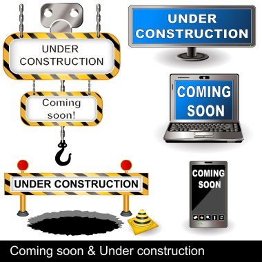 Coming soon and under construction clipart