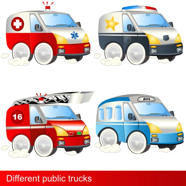 Camiones públicos diferentes — Vector de stock