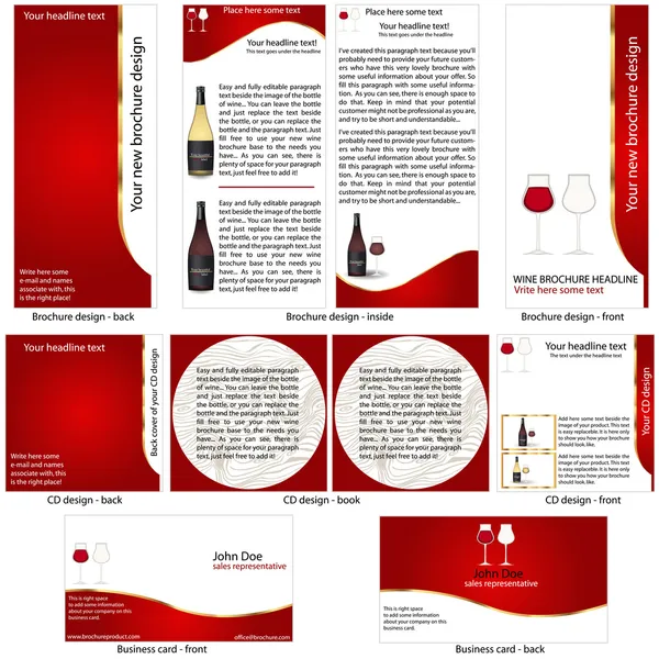 Wine stationary template — Stock Vector