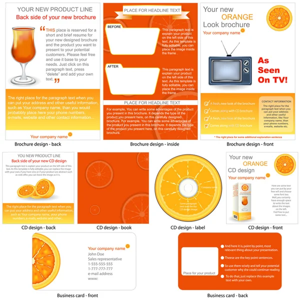 Orangefarbene Schreibwaren — Stockvektor