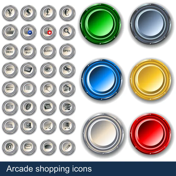 Arcade shopping knappar — Stock vektor