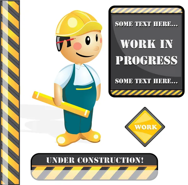 建筑工人和施工标志 — 图库矢量图片