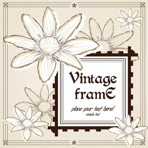 Cadre floral vintage — Image vectorielle