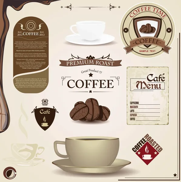Kaffe vintage designelement — Stock vektor