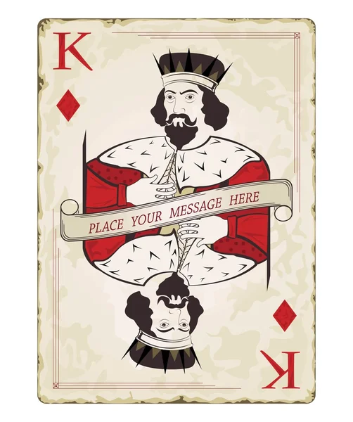 Vintage king of diamonds, playing card — Stock Vector