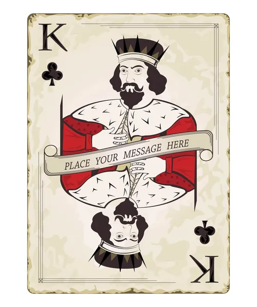Vintage king of clubs, playing card — Stock Vector