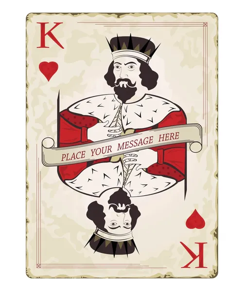 Vintage king of hearts, playing card — Stock Vector