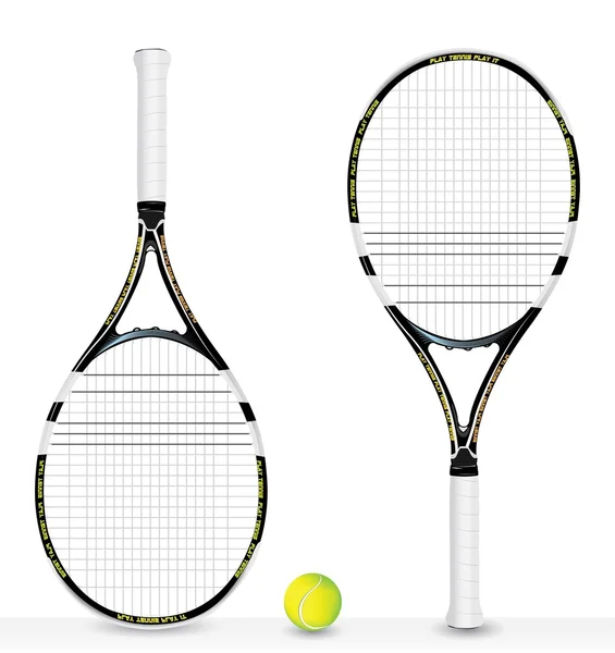现实的网球拍和球-矢量 — 图库矢量图片