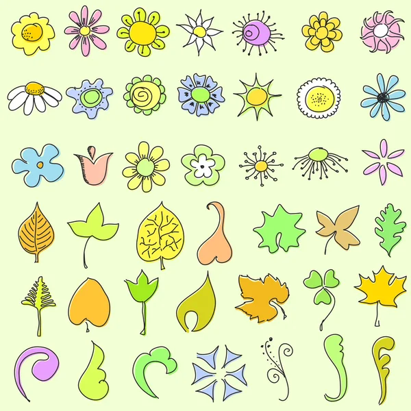 Doodle květiny sada — Stockový vektor