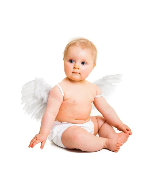 Anjo infantil isolado em branco — Fotografia de Stock