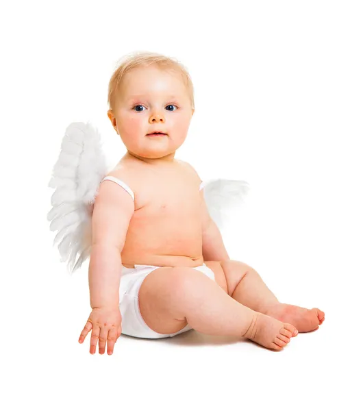 Anjo infantil isolado em branco — Fotografia de Stock