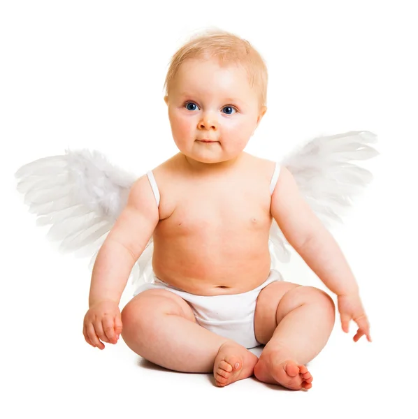 Симпатичний ангел з крилами ізольовані на білому — стокове фото