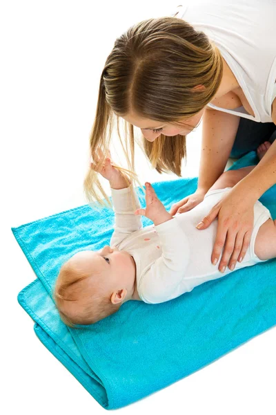 Beaufiful meisje van de Kaukasische baby baby geïsoleerd op wit — Stockfoto