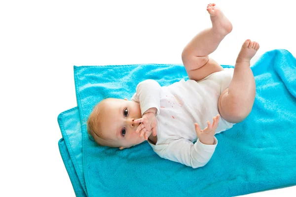 Beyaz izole beaufiful beyaz bebek bebek kız — Stok fotoğraf