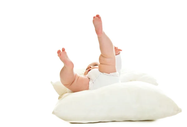Beaufiful kaukasiska spädbarn flicka isolerad på vit — Stockfoto