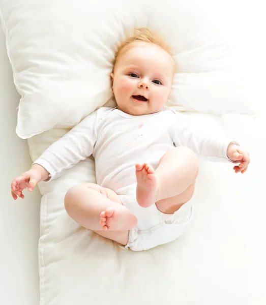 Beaufiful kaukázusi csecsemő baba lány elszigetelt fehér — Stock Fotó