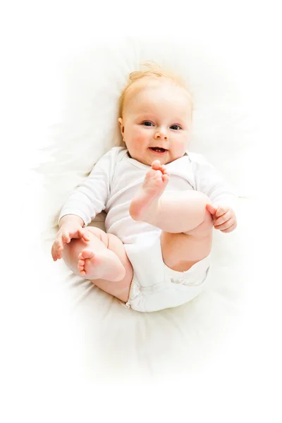 Dziewczynka kaukaski niemowlę noworodek beaufiful na białym tle — Zdjęcie stockowe