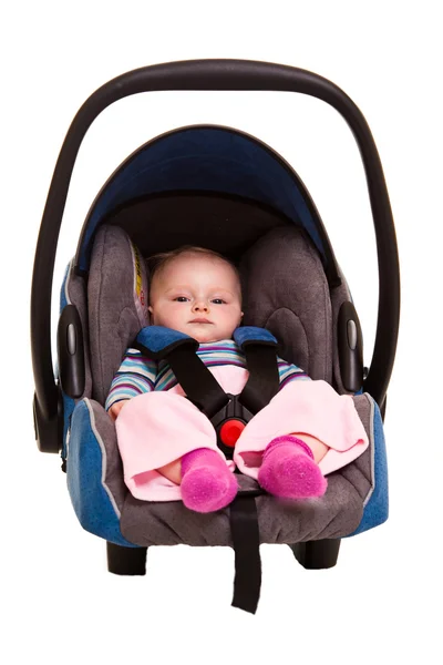 坐在汽车安全座椅的婴儿儿童 — 图库照片