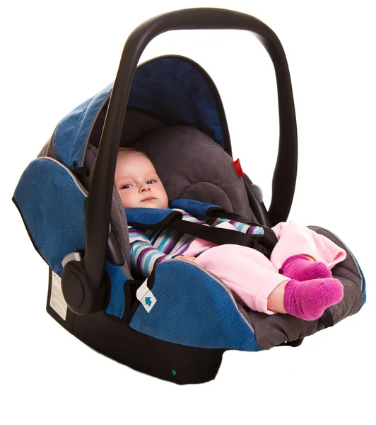 Infant child sitting in car seat — Stock Photo, Image