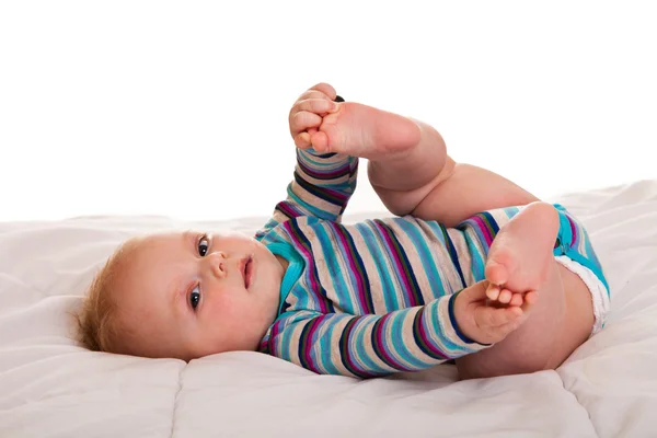 Spädbarn flicka isolerad på vit — Stockfoto