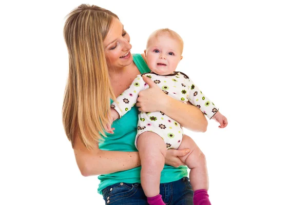 Madre con neonata isolata su bianco — Foto Stock