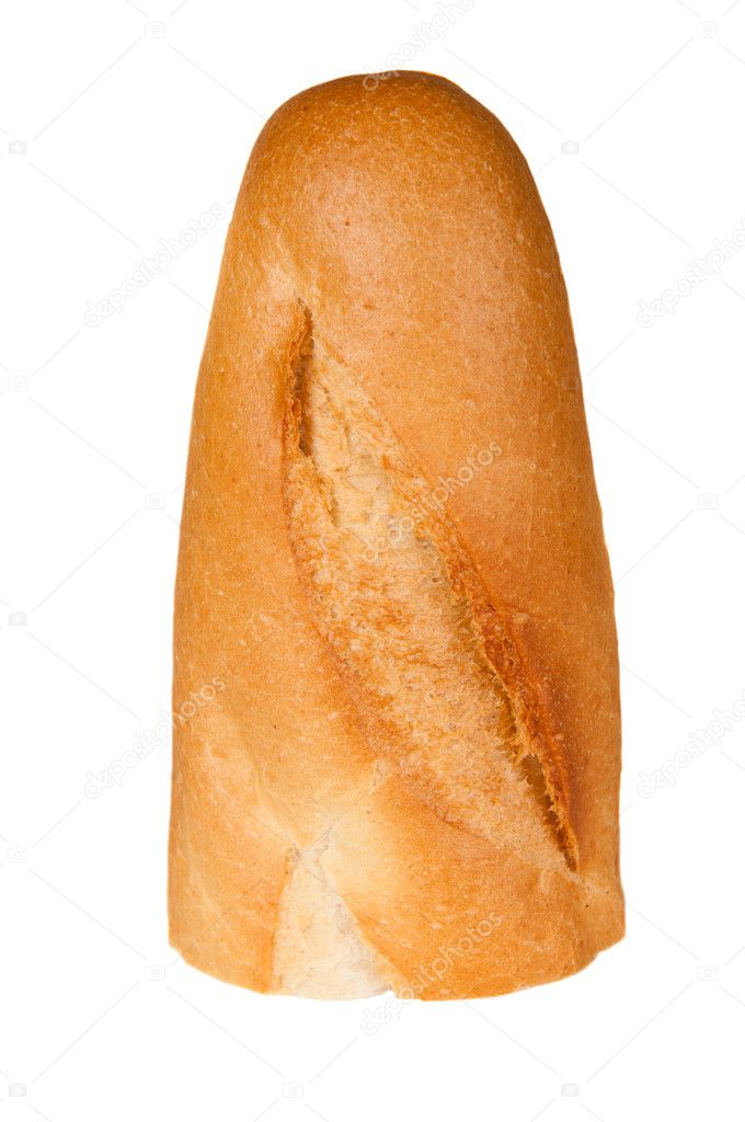 A piece of bread over a white background