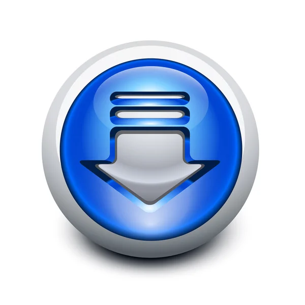 Gläserner Knopf mit Downloadpfeil — Stockvektor