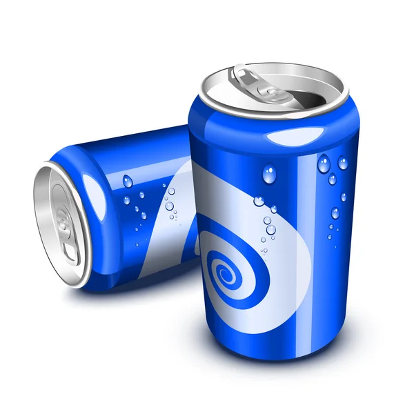 Blauwe soda cansMavi soda kutular — Stok Vektör