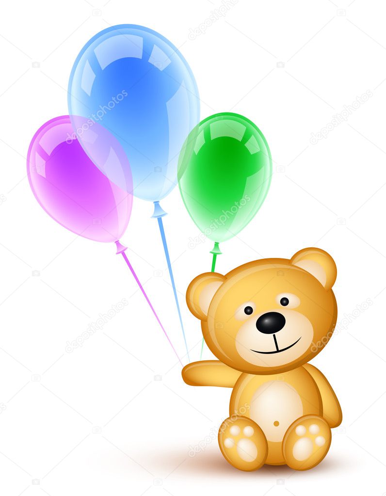Teddybear and colored balloons
