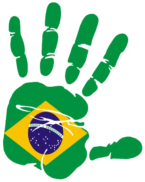 Bandiera impronta a mano del Brasile — Vettoriale Stock
