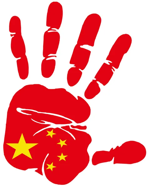 중국의 손 인쇄 플래그 — 스톡 벡터