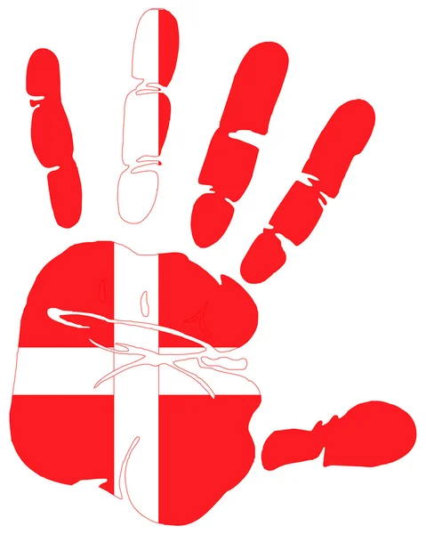 Drapeau imprimé main du Danemark — Image vectorielle