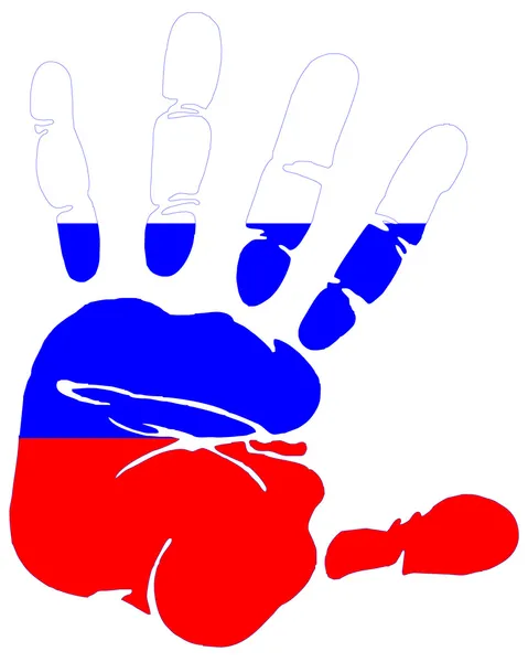 Kéz nyomtatási Oroszország zászlaja — Stock Vector